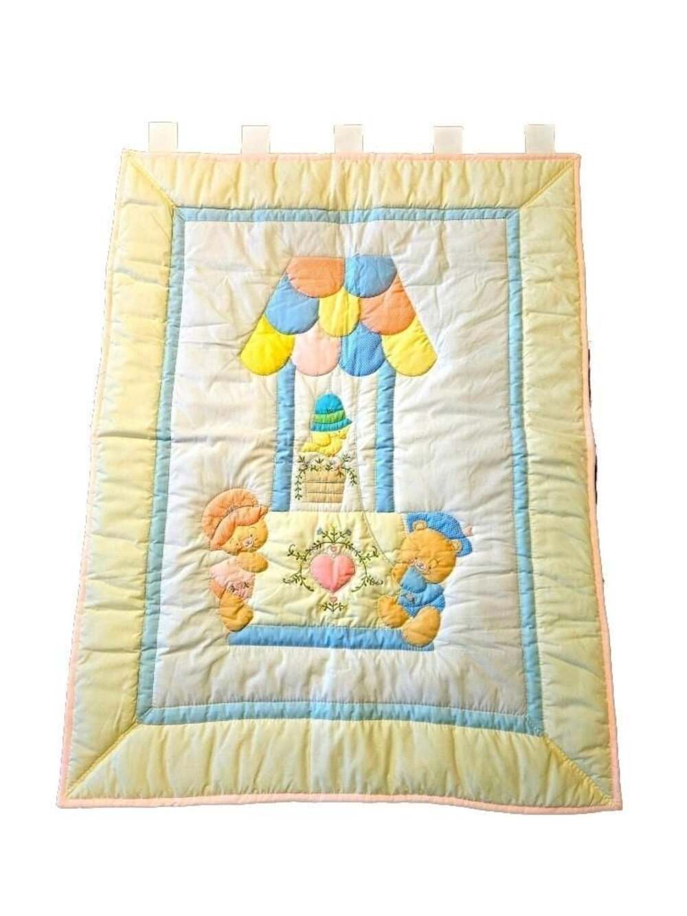 Vintage House of Hatten Baby Crib Quilt /Wall Hanging with Teddy Bears
